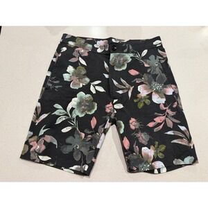 Goodman Brand Men's Floral Print Shorts Size S Black Casual Chino Style